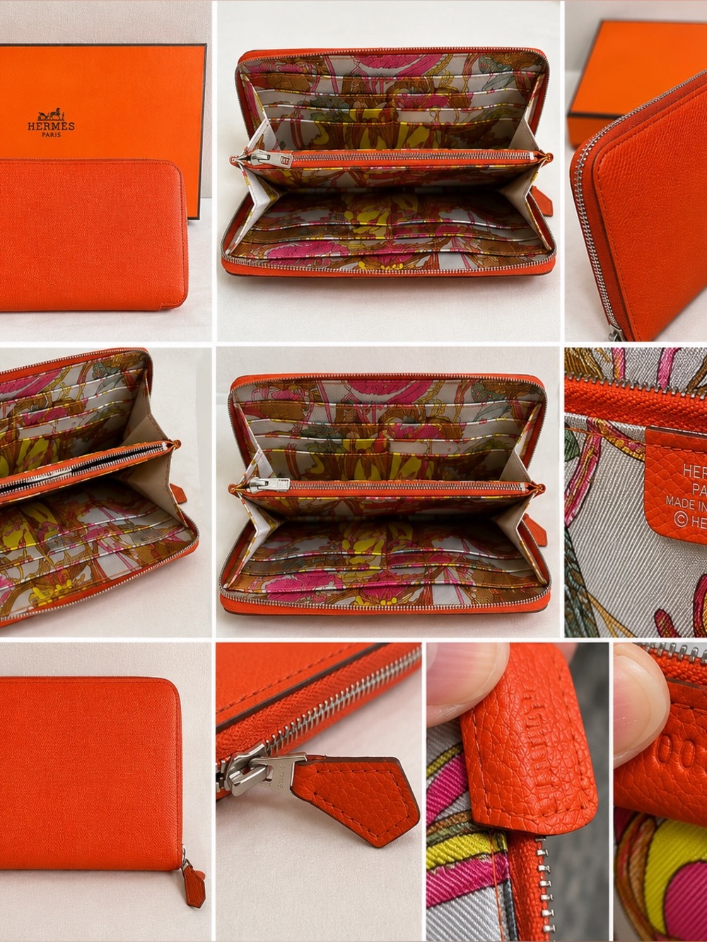 Hermès Azap Silk’In Classic Zip Around Wallet Orange Epsom Leather